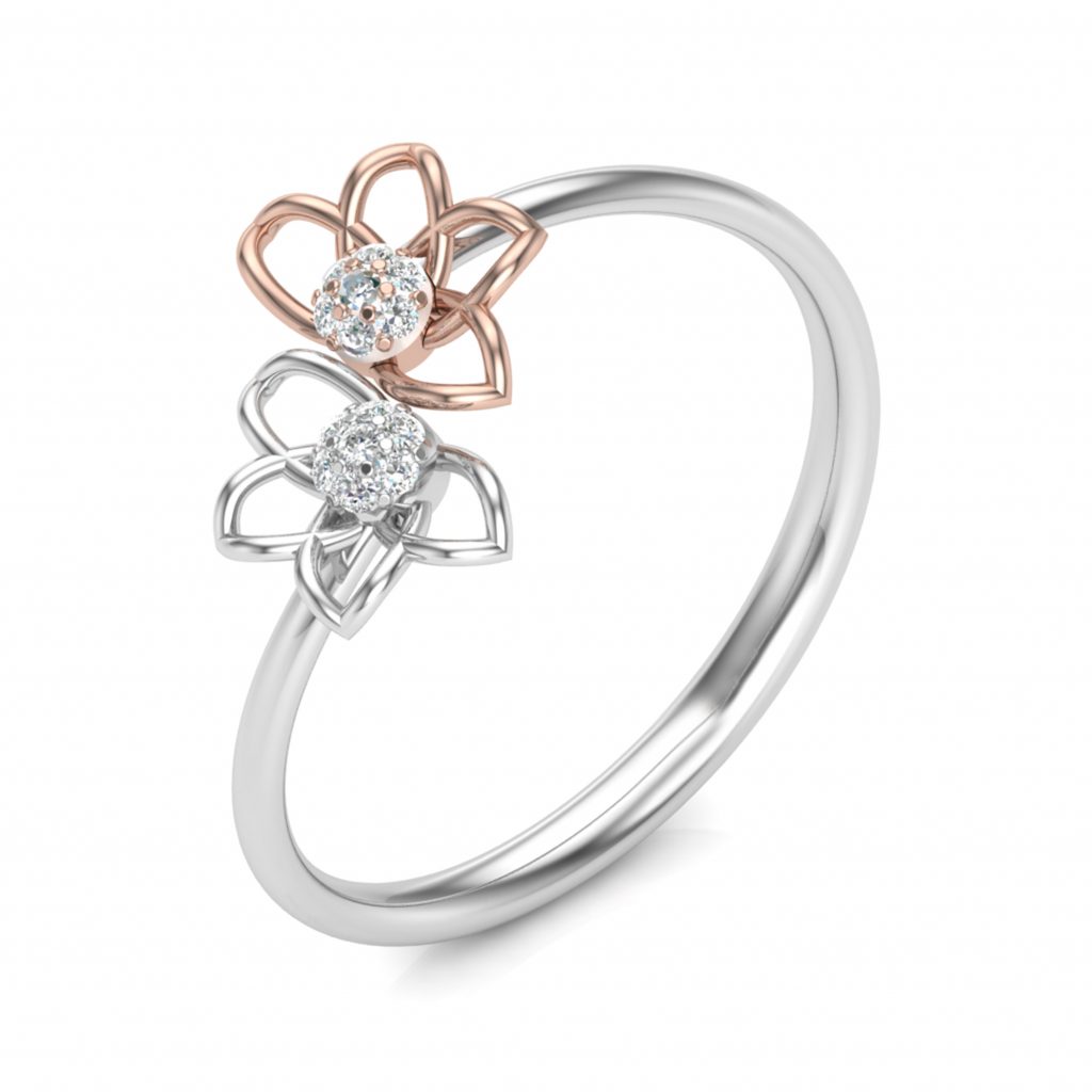 Delicate Flower Fusion Gold Ring