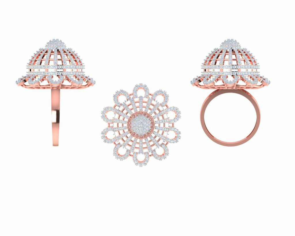 Umbrella Shaped Rose Gold Ring