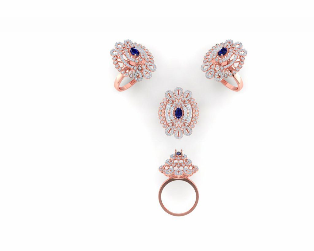 Blue Halo Rose Gold Ring